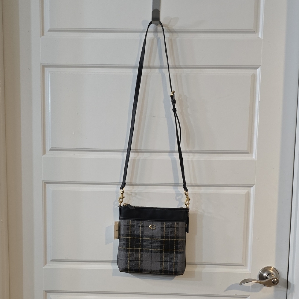 Coach Crossbody Bag - Black and Gray Plaid NWT - Picture 12 of 12